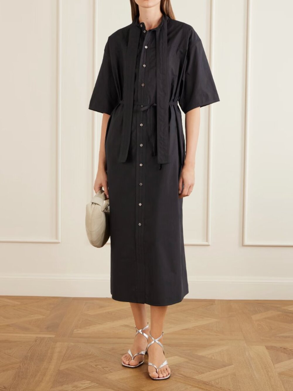 LEMAIRE Reversible scarf-detailed cotton-blend midi dress